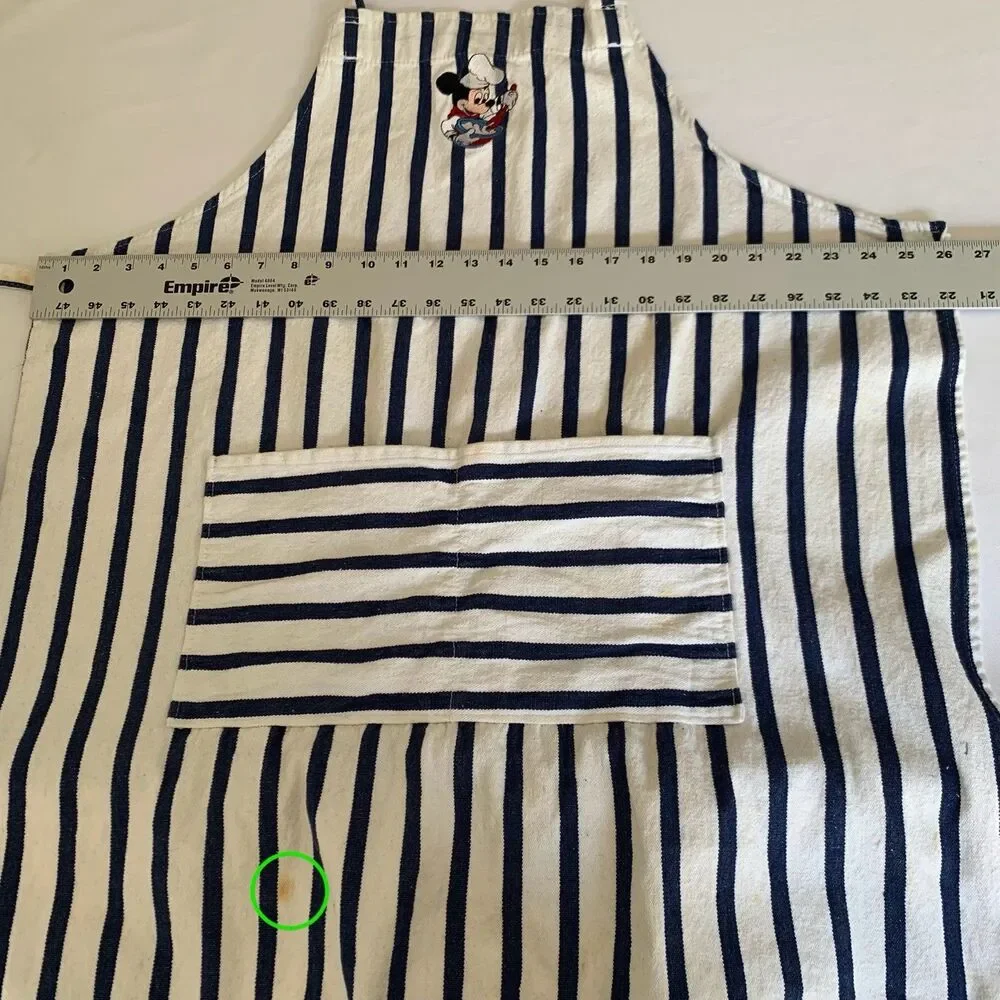 Vintage Mickey Mouse Chef Apron‎ Kitchen Retro Blue Stripe Adult Cooking